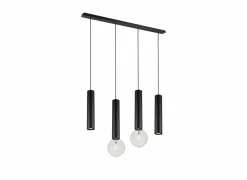Lusters|Hanglampen|Hanglamp 90cm 2xGU10 2xE27 - aluminium - zwart