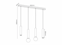 Lusters|Hanglampen|Hanglamp 90cm 2xGU10 2xE27 - aluminium - zwart