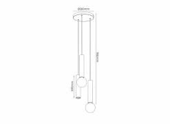 Hanglamp Ø26cm 1xGU10 2xE27 - aluminium - zwart- Lusters|Hanglampen