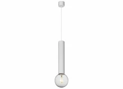 Hanglampen|Hanglamp Ø5,6cm 1x60W E27 - aluminium - wit