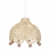 Kinderhanglampen|Hanglamp kinderkamer Pompon Ø28cm - bamboe - naturel & roze