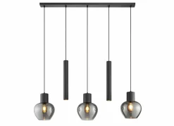 Brilliant Hanglamp Ligari 3xE27 & 2xGU10  black smoked- Hanglampen