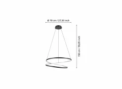 Hanglampen|Hanglamp Ruotale Ø70cm 42W LED metaal zwart