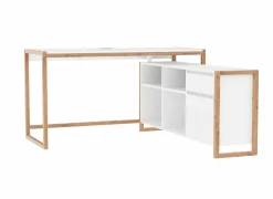 Hoekbureau Denver 139x142x75cm - decor - wit & artisanale eik- Hoekbureaus|Kantoorbureau