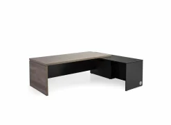 Gorbe Hoekbureau 220x180cm - melamine - zwart & nebraska- Hoekbureaus|Woonkamer Bureau