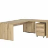Hoekbureaus|Kantoorbureau|Hoekbureau Yoda 160x180x76cm - eik massief - naturel
