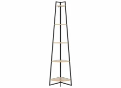 Hoekrek 32x32x180cm - hout & ijzer - beige- Rekken|Wandrekken