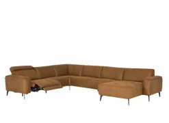 Hoeksalons|Hoeksalon 2290  371x281cm - stof - cognac met relax