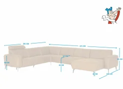 Hoeksalons|Hoeksalon 2290  371x281cm - stof - cognac met relax