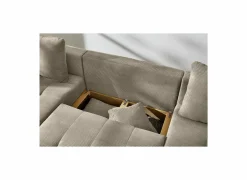 Hoeksalons|Hoeksalon Abby 311x170cm - stof - bruin met bedfunctie