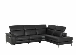 Hoeksalon After 295x232cm - leder - zwart met relax- Hoeksalons