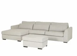 Hoeksalons|Hoeksalon Alcamo 331x184cm - stof - grijs met poef