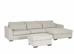 Hoeksalons|Hoeksalon Alcamo 331x184cm - stof - grijs met poef