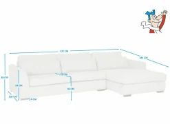 Hoeksalons|Hoeksalon Alcamo 331x184cm - stof - grijs met poef