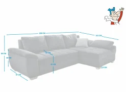 Zetelbedden|Hoeksalons|Hoeksalon Alster 268x161cm - stof - zwart met bedfunctie