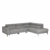 Hoeksalons|Hoeksalon Amira 290x228cm - stof - grijs met relax