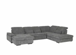 Hoeksalons|Slaapbanken|Hoeksalon Artus 371x260cm - stof - grijs met bedfunctie & opbergruimte