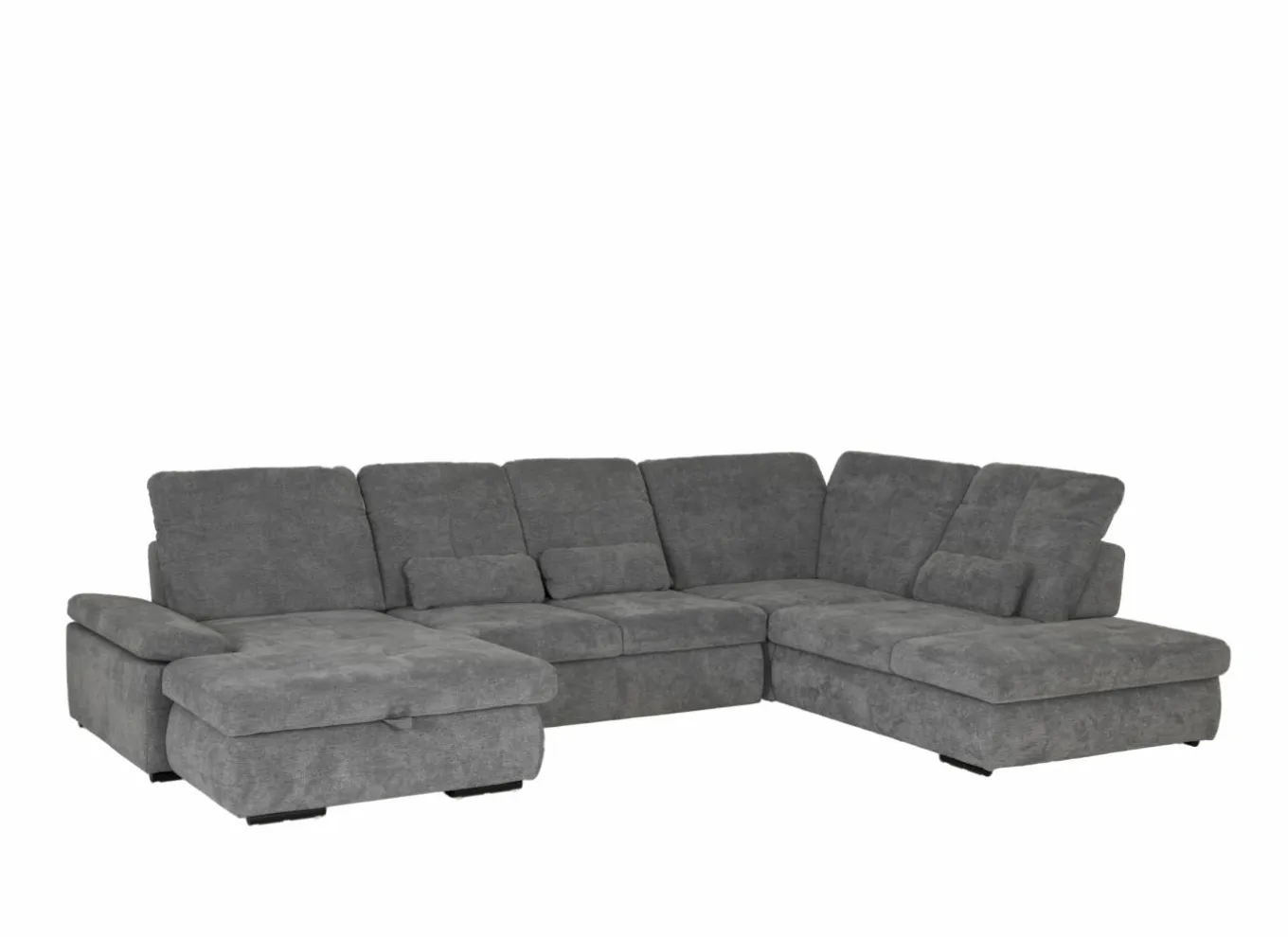 Hoeksalons|Slaapbanken|Hoeksalon Artus 371x260cm - stof - grijs met bedfunctie & opbergruimte