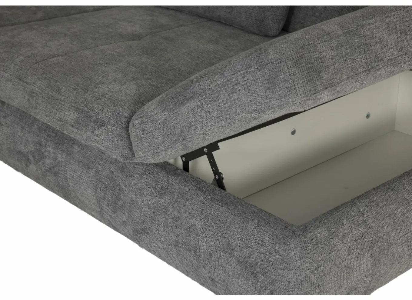 Hoeksalons|Slaapbanken|Hoeksalon Artus 371x260cm - stof - grijs met bedfunctie & opbergruimte