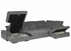 Hoeksalons|Slaapbanken|Hoeksalon Artus 371x260cm - stof - grijs met bedfunctie & opbergruimte