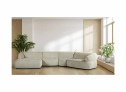 Hoeksalon Bled 411x174cm - stof - zand- Hoeksalons