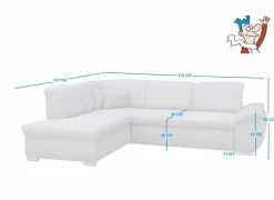 Hoeksalons|Hoeksalon Caro 272x197cm - stof - middengrijs met bedfunctie en opbergruimte