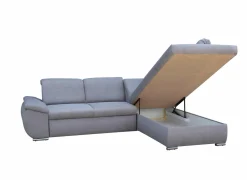 Hoeksalon Caro 272x197cm - stof - middengrijs met bedfunctie en opbergruimte- Hoeksalons