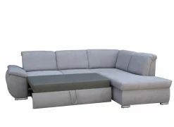 Hoeksalon Caro 272x197cm - stof - middengrijs met bedfunctie en opbergruimte- Hoeksalons