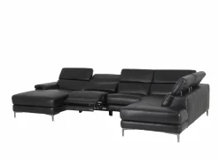 Hoeksalons|Hoeksalon Cell 370x232cm - leder - zwart met relax