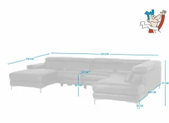 Hoeksalons|Hoeksalon Cell 370x232cm - leder - zwart met relax