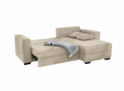 Zetelbedden|Hoeksalons|Hoeksalon Elmau 235x169cm - stof - lichtgrijs met bedfunctie & opbergruimte