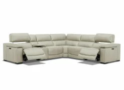 Hoeksalon Era 320x287cm - leder - beige met relax & zero-wall functie & opbergruimte- Hoeksalons