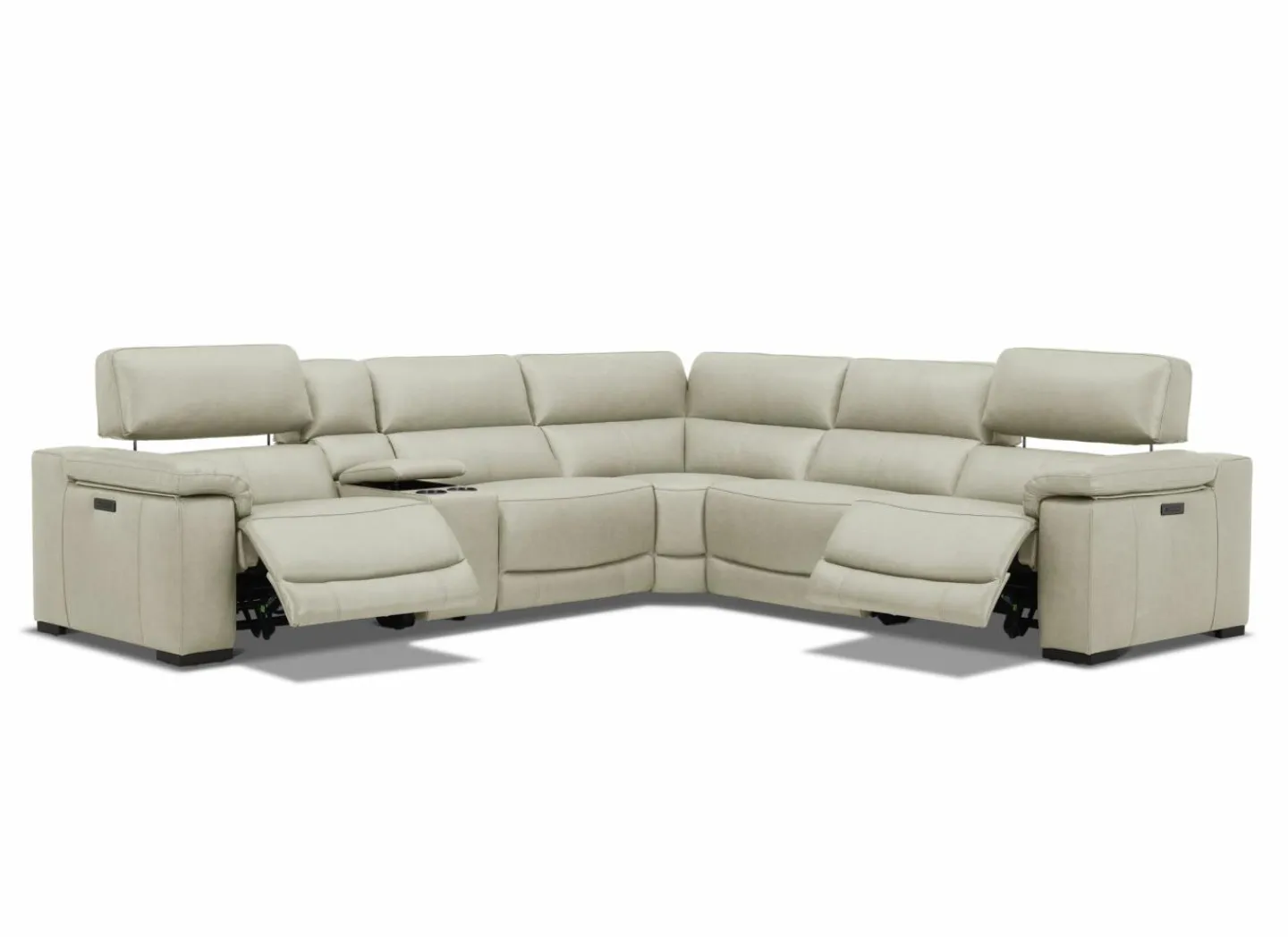 Hoeksalon Era 320x287cm - leder - beige met relax & zero-wall functie & opbergruimte- Hoeksalons