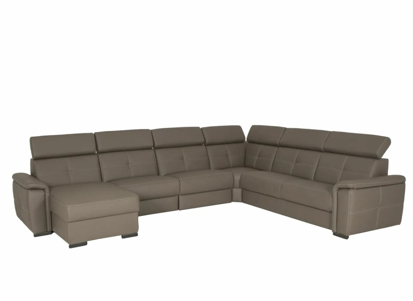 Hoeksalon Erba 376x291cm - stof - donkergrijs met relax- Hoeksalons