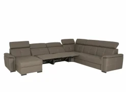 Hoeksalon Erba 376x291cm - stof - donkergrijs met relax- Hoeksalons