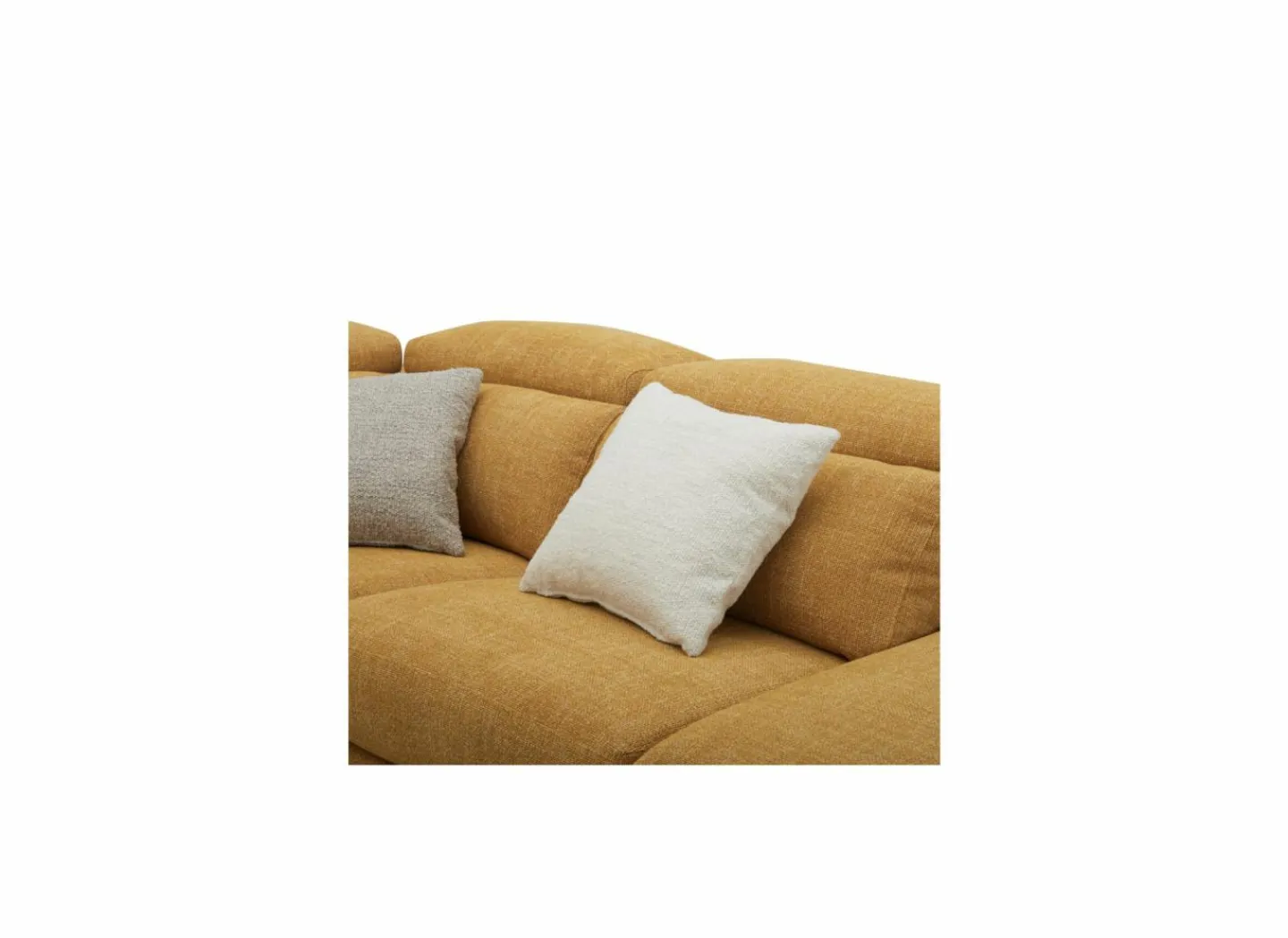 Hoeksalon Exeter 299x240cm - stof - chacha geel met relax- Hoeksalons