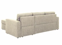 Zetelbedden|Hoeksalons|Hoeksalon Flemingsburg 226x165cm - stof - beige met bedfunctie en opbergruimte