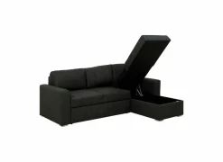 Zetelbedden|Hoeksalons|Hoeksalon Flemingsburg 226x165cm - stof - donkergrijs met bedfunctie en opbergruimte