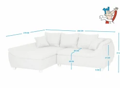 Hoeksalon Genua 250x179cm - stof - grijs- Hoeksalons