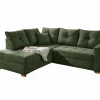 Zetelbedden|Hoeksalons|Hoeksalon Heidelberg 228x199cm - stof - groen met bedfunctie & relax & opbergruimte