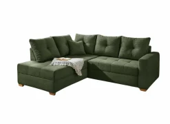 Zetelbedden|Hoeksalons|Hoeksalon Heidelberg 228x199cm - stof - groen met bedfunctie & relax & opbergruimte