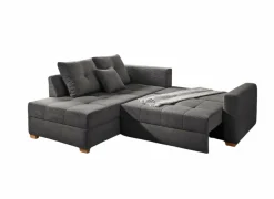 Zetelbedden|Hoeksalons|Hoeksalon Heidelberg 228x199cm - stof - grijs met bedfunctie & relax en opbergruimte