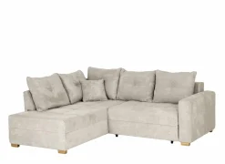 Hoeksalon Heidelberg 228x199cm - stof - lichtgrijs met bedfunctie & relax & opbergruimte- Zetelbedden|Hoeksalons