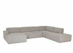 Hoeksalons|Hoeksalon Ibero 374x283cm - stof - grijs met zitdiepteverstelling