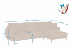 Hoeksalons|Hoeksalon Indigo 278x155cm - stof - bruin