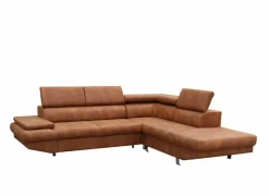 Hoeksalon Jet 295x255cm - stof - cognac- Hoeksalons