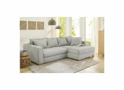 Zetelbedden|Hoeksalons|Hoeksalon Kampen 288x186cm - stof - lichtgrijs met bedfunctie & opbergruimte