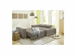 Hoeksalon Kampen 288x186cm - stof - bruin met bedfunctie & opbergruimte- Zetelbedden|Hoeksalons