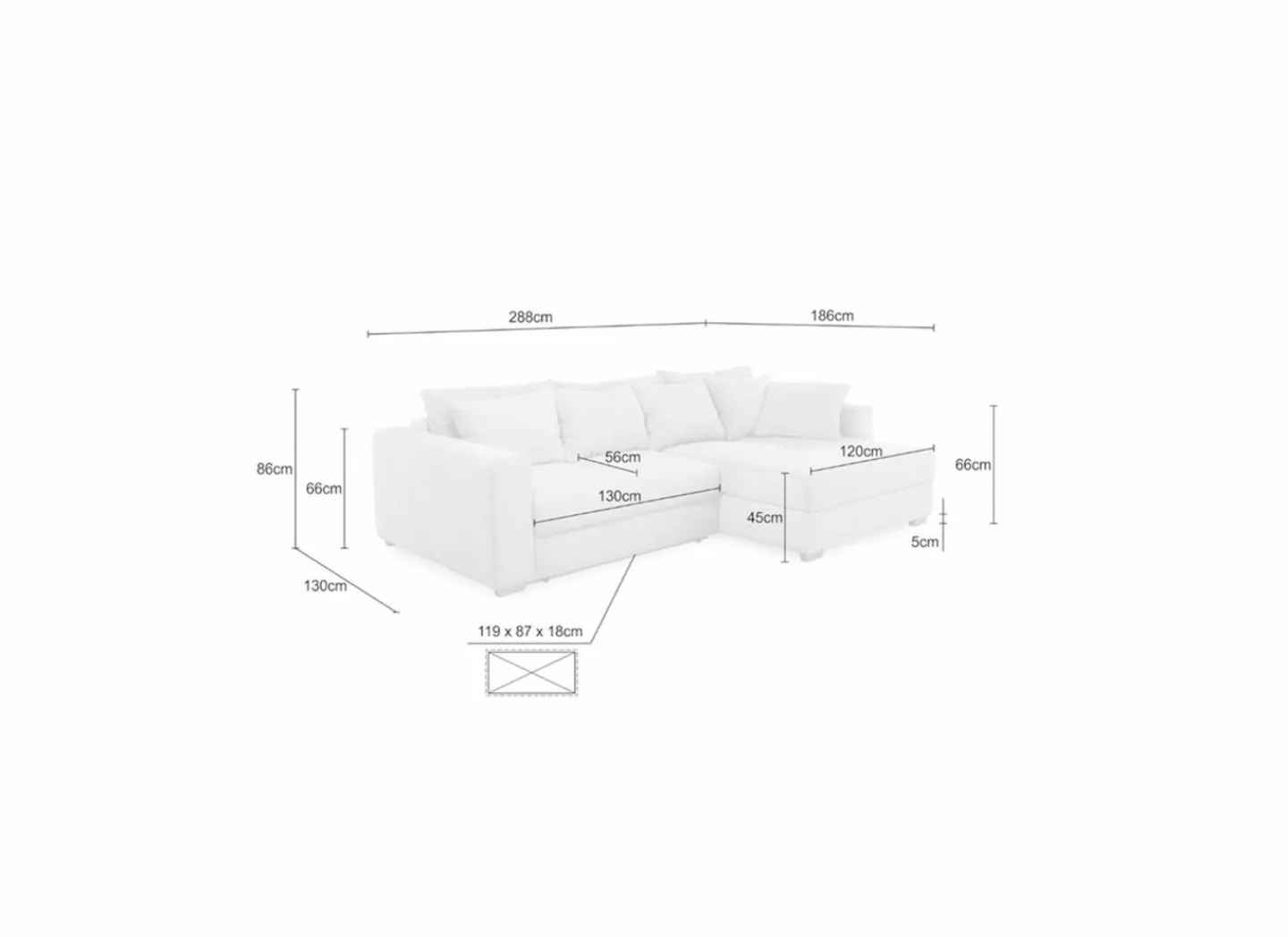 Hoeksalon Kampen 288x186cm - stof - bruin met bedfunctie & opbergruimte- Zetelbedden|Hoeksalons