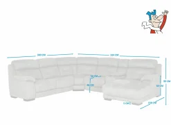 Hoeksalons|Hoeksalon Krall 344x300cm - stof - grijs - met relax